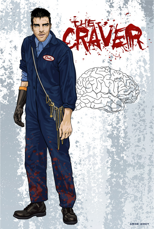 This one goes out to all you sickos wanting to see a super-villain costume for the TV show's power-collecting serial killer. I picture Sylar wearing borrowed coveralls that are just slightly too small for his frame. He'd have a chain slung over his shoulder (perhaps Mr. Muggles leash) that he would use to keep a collection of necklaces, rings, bracelets AND watches – momentos from past cravings. And one industrial rubber glove for... I don't know, just to add to the creep factor.