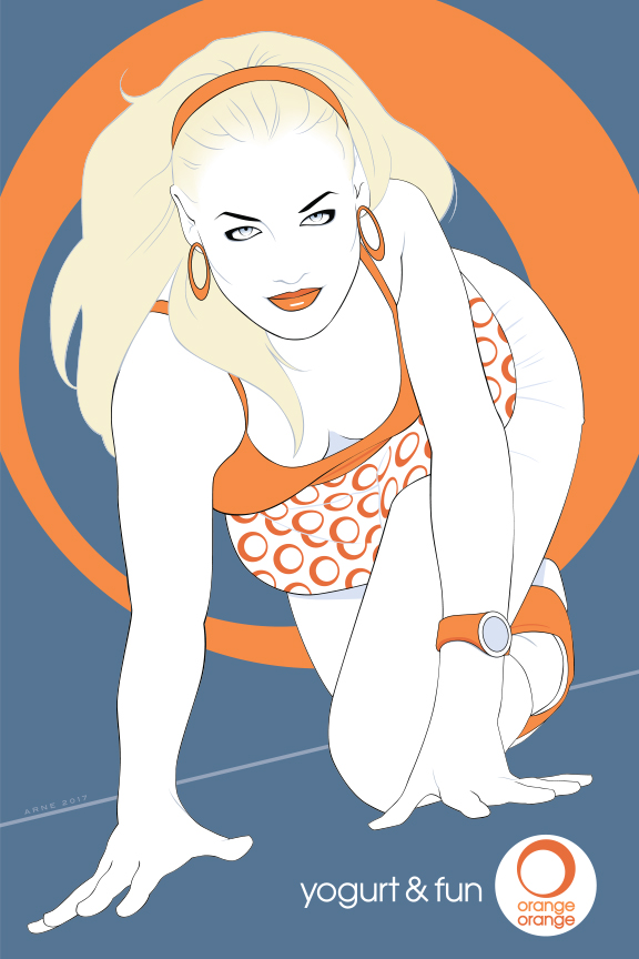 If the late, great Patrick Nagel was commissioned to create a poster for Orange Orange Yogurt Shop... (something for fans of the Chuck TV series)