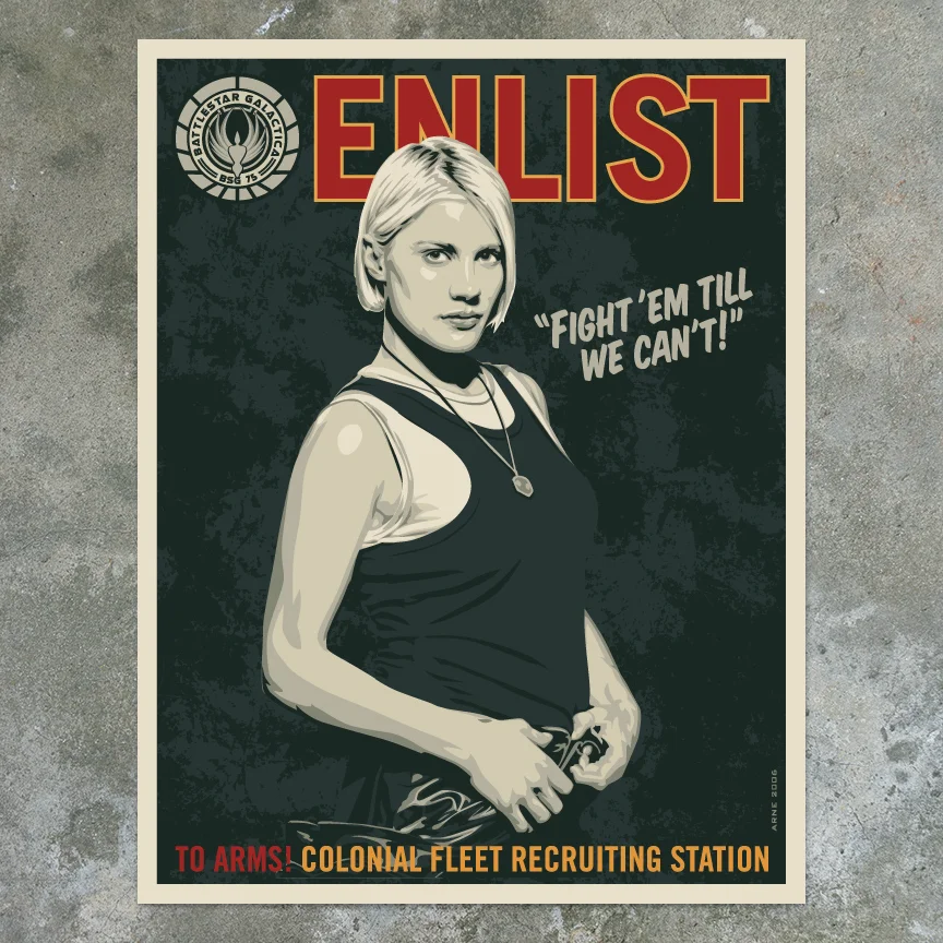 If I was aboard the Battlestar Galactica, I'd work as a Mass Communication Specialist cranking out recruitment posters for the Colonial Fleet.