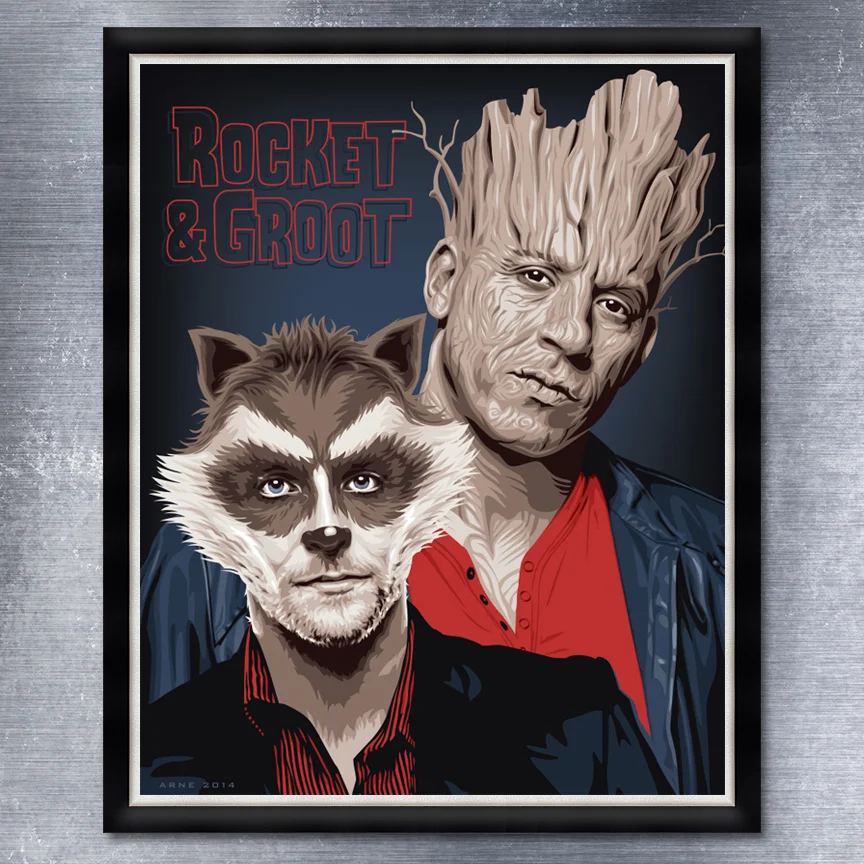 My homage to Bradley Cooper and Vin Diesel, the voices behind Guardians of Galaxy's Rocket and Groot.