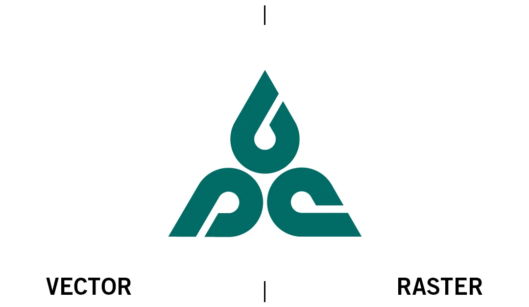 This example shows the same results occur when enlarging a very simple, one-color logo design.