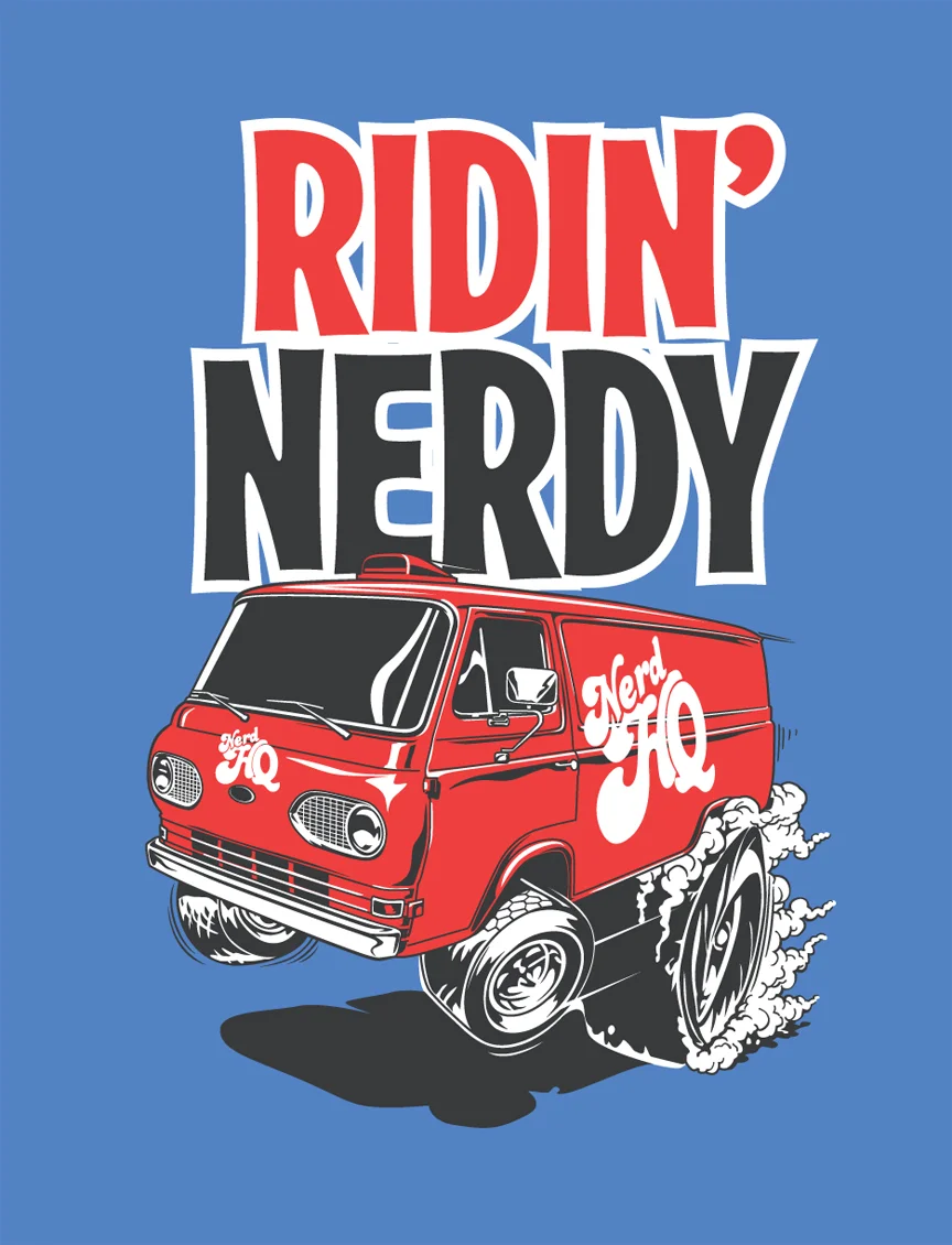 Nerd HQ actually has a custom 1960s Ford Econoline van that makes appearances at Southern California pop-culture conventions. So, this graphic was a must.