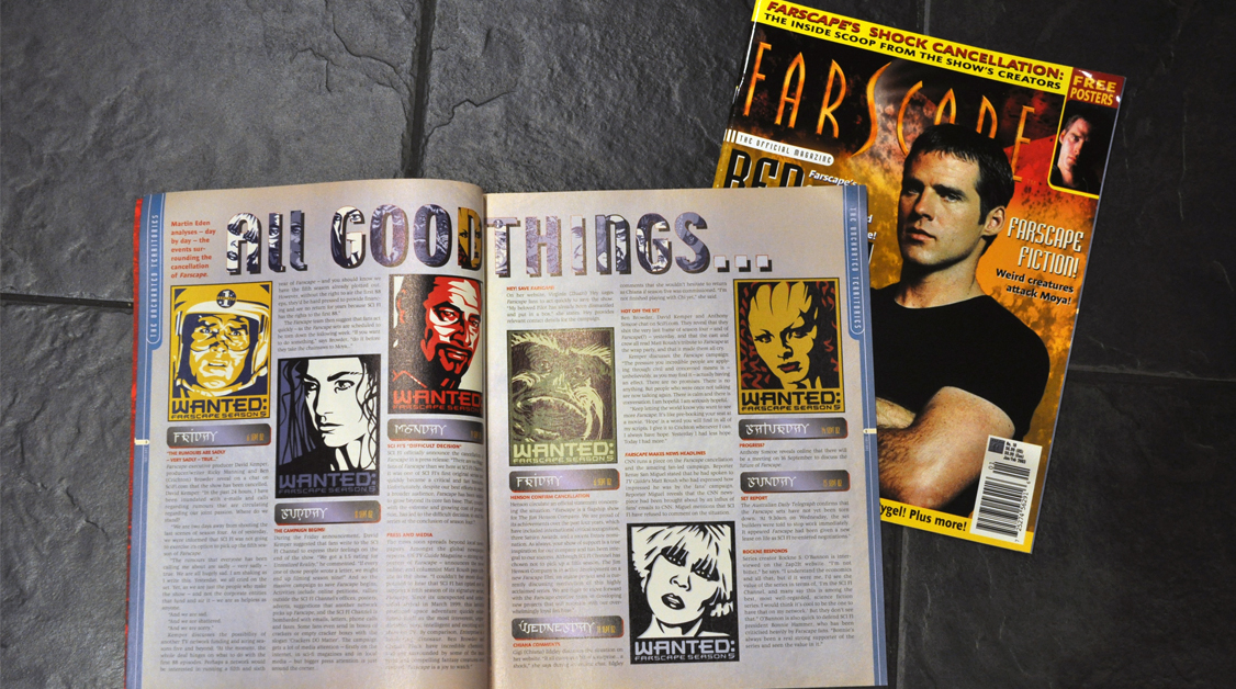 The poster art found it's way into a few publications – The Official Farscape Magazine, Farscape Season 4 Companion, as well as TV Guide.