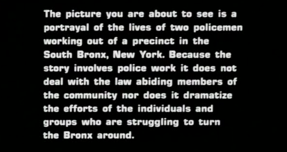 Fort Apache, The Bronx, 1980 (title card)