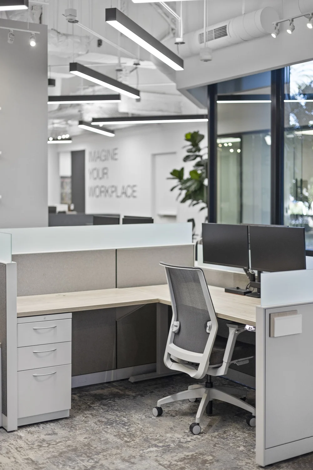 Conference tables and collaboration space at the Irvine showroom