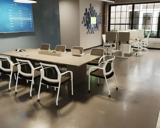 Open office workspace setting
