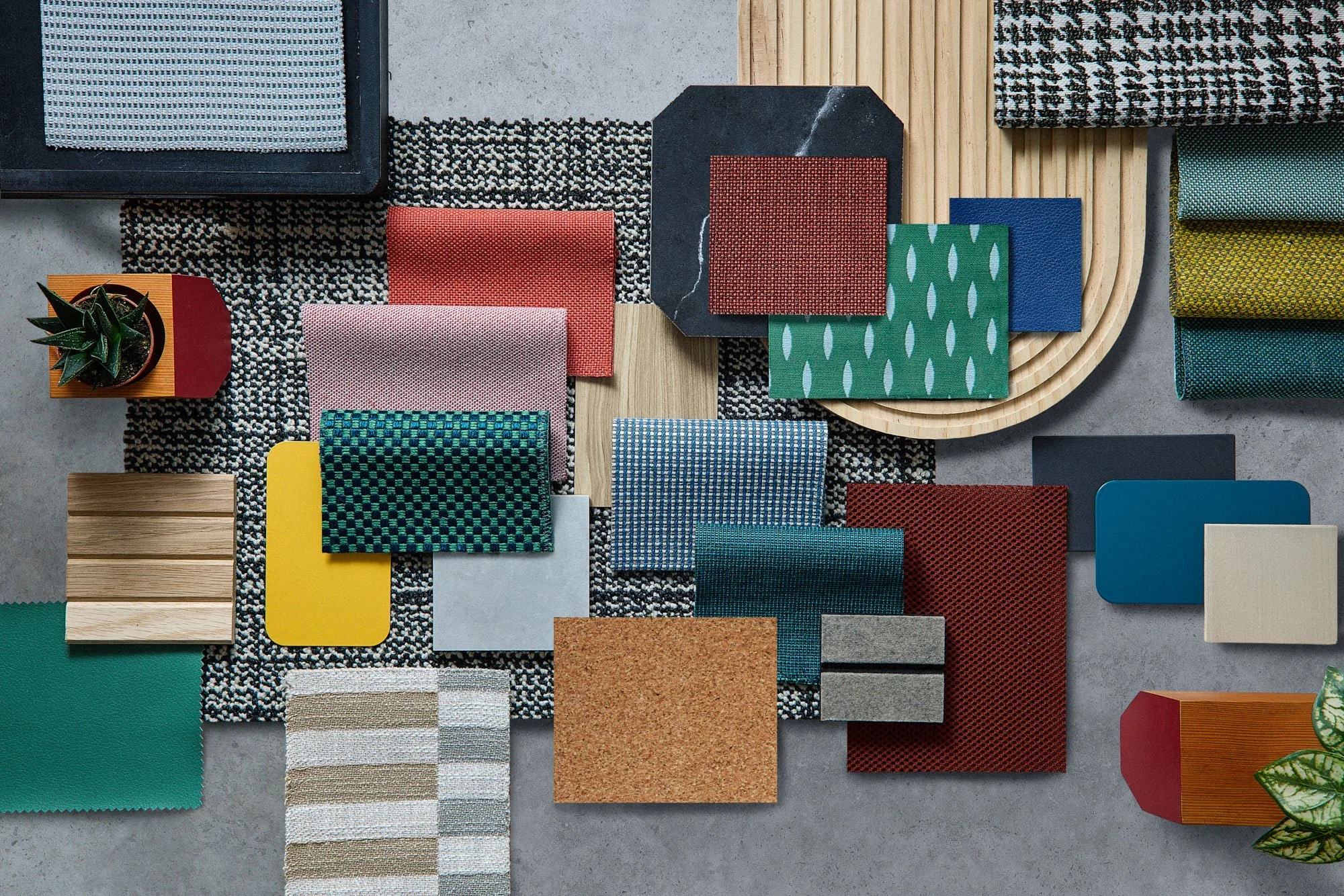 Fulton Market materials and finishes flat lay