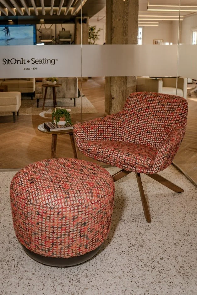 Geometric drawing of an outline square with sections divided by vertical, horizontal, and half circle lines.