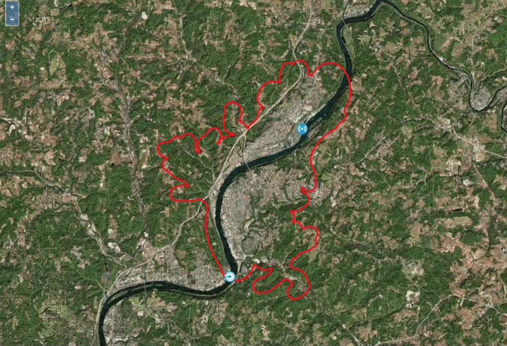 Screen image of zone of concern in WaterSuite