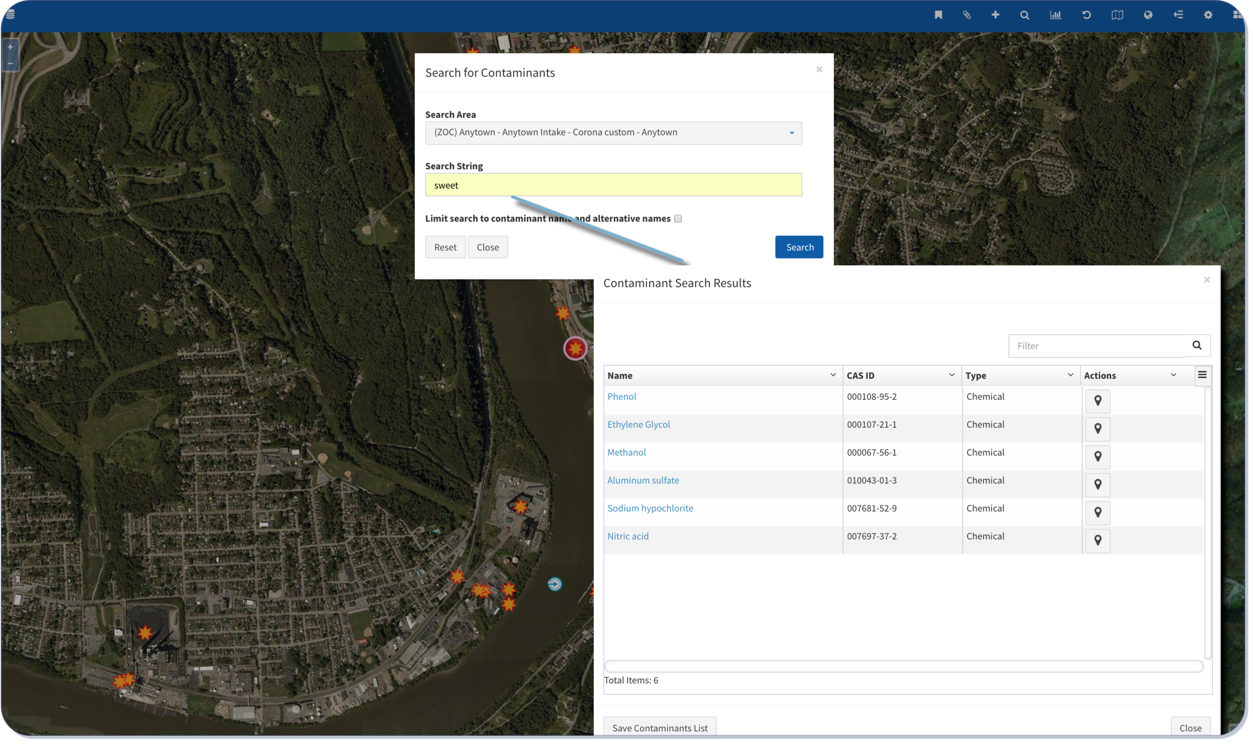 Contaminants database for source water protection.