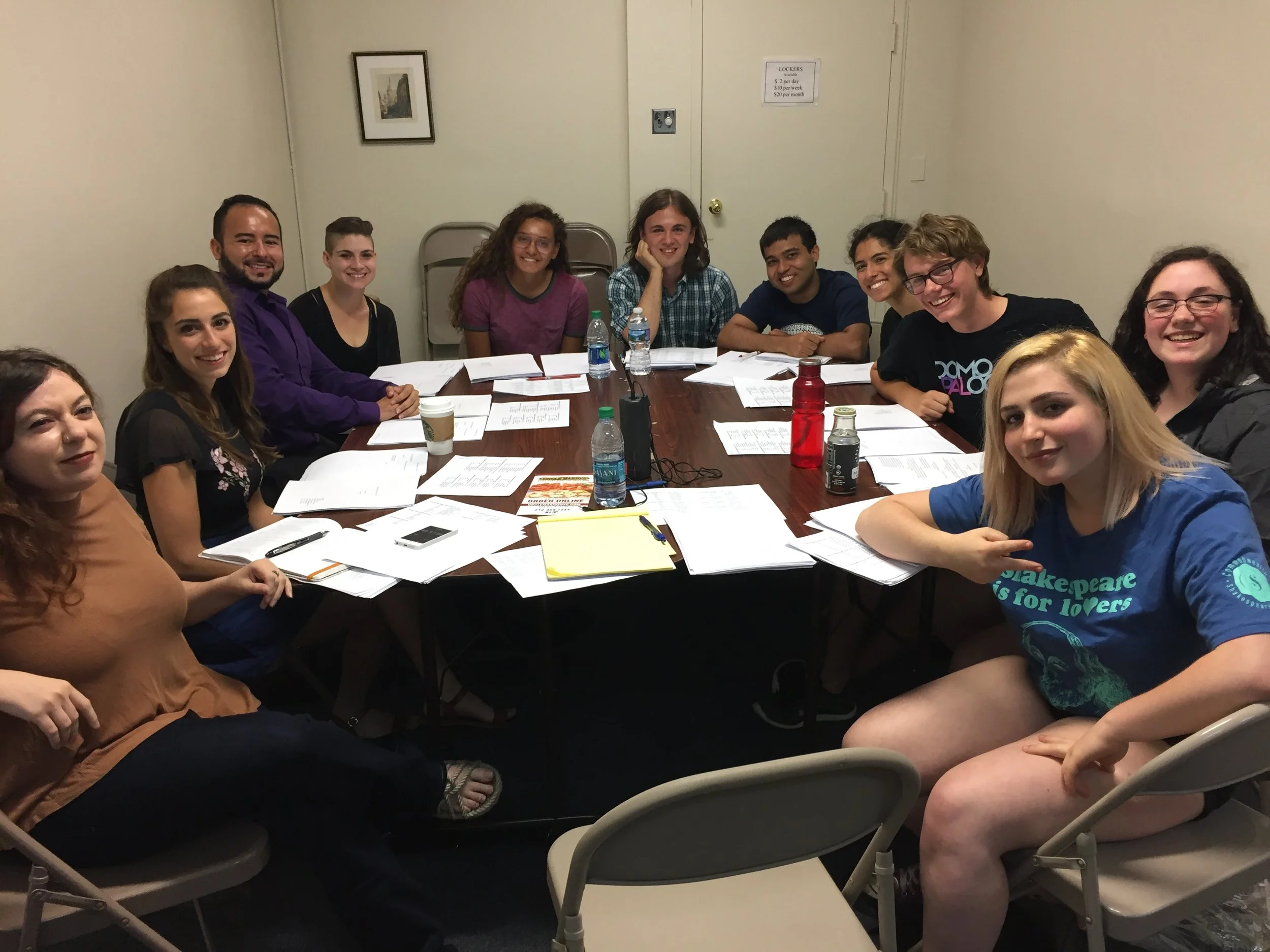   (Left to Right) Sarah Chichester, Pam   Zazzarino, Jeremiah Jurkiewicz, Sarah Sutliff, Arianna Mora, Kyle Lachlan, Kunal Ramchandani, Victoria Gomez, Jackson Wright, Kaitlyn Davis-Lorton, and Devin Davis-Lorton read through    Captain Courage,     