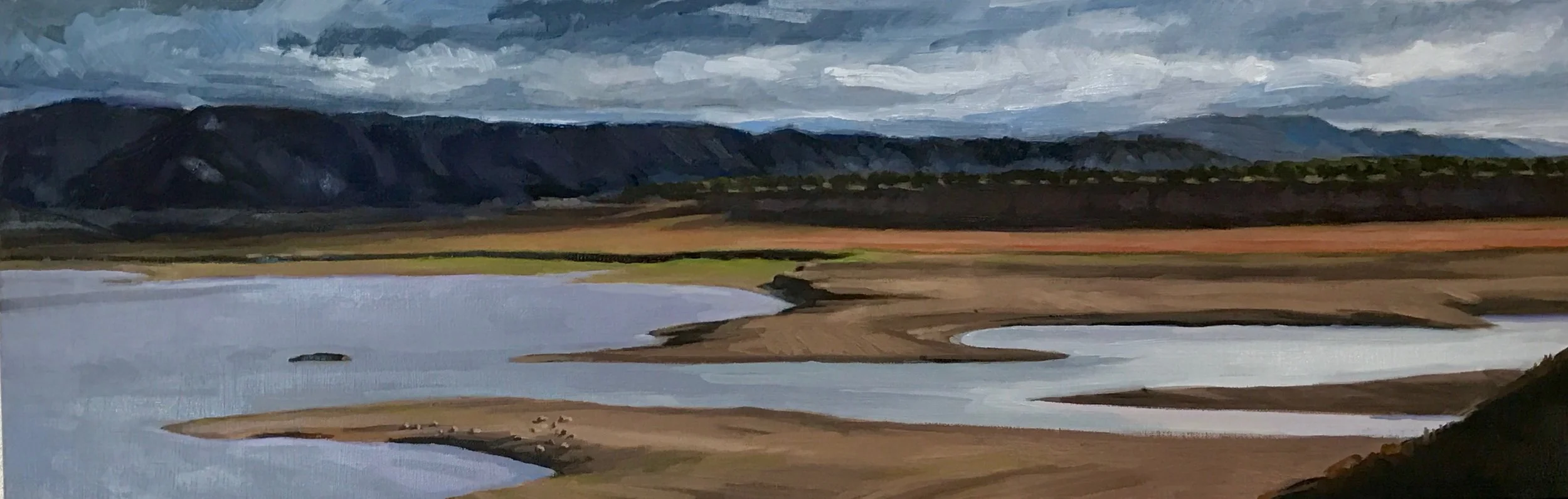 Low Lake, oil on canvas, 12x36"