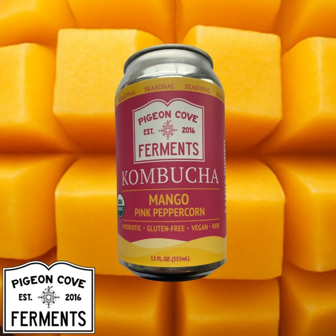 Need some tropical vibes in your life? Take those summer feels straight into fall with organic Mango Pink Peppercorn Kombucha!

@pigeoncoveferments (Gloucester, MA) Kombucha is raw, probiotic, gluten-free, and vegan.

Available for a limited time - g