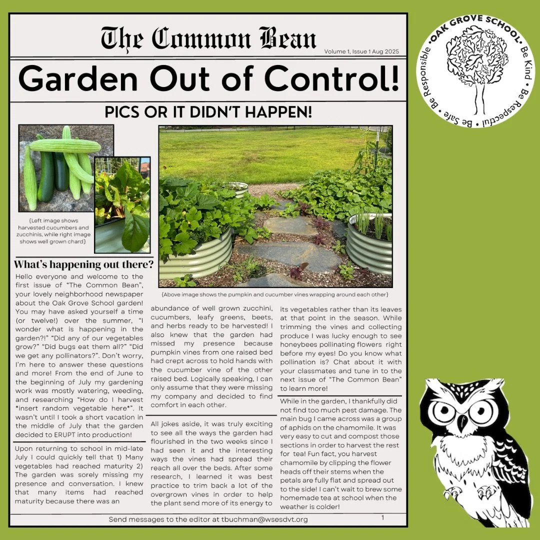 Need some joy and curiosity in your life? 

Then check out The Common Bean, the new garden newsletter from @oakgrovevt Garden Coordinator, Tobi Buchman. It&rsquo;s full of joy, curiosity, and fresh-picked stories!

In Editions 1&ndash;3, you&rsquo;ll