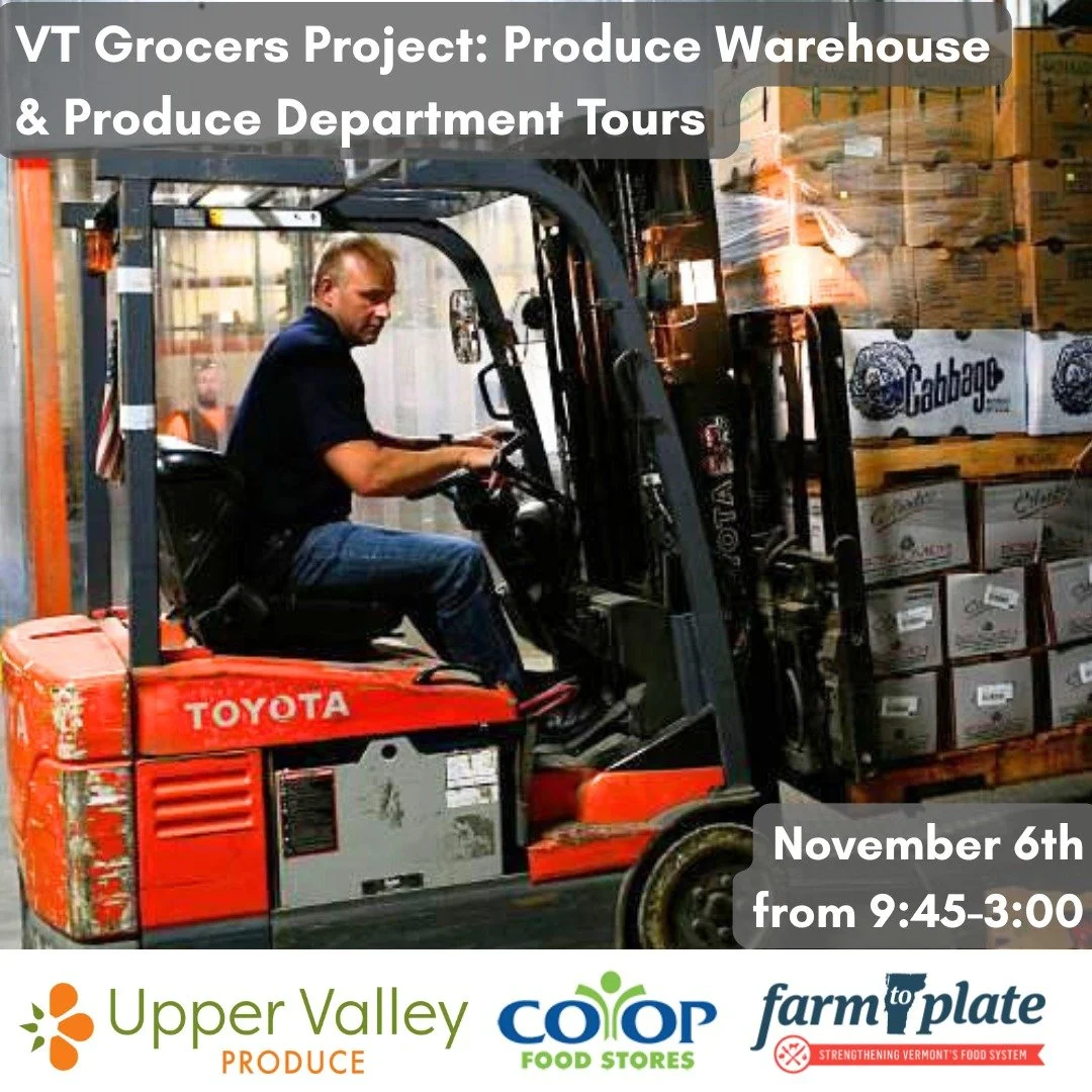 Only three spots remain for the Produce Warehouse & Department Tour on Thursday, November 6, from 9:45–3:00.
Join @rootedinvermont’s Vermont Grocers Project for a free, hands-on look at how local produce moves from warehouse to store