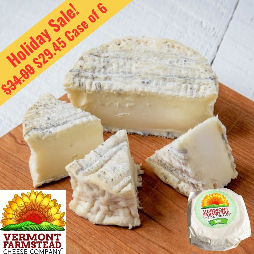 Save on @vtfarmsteadcheese's decadently rich, soft-ripened brie! Enjoy this special deal until December 31! 

Regular price per case is $34.00 ($5.67/unit), buy now at $29.45/case ($4.91/unit)! Offer valid for Food Hub members only. 

Shop via link i