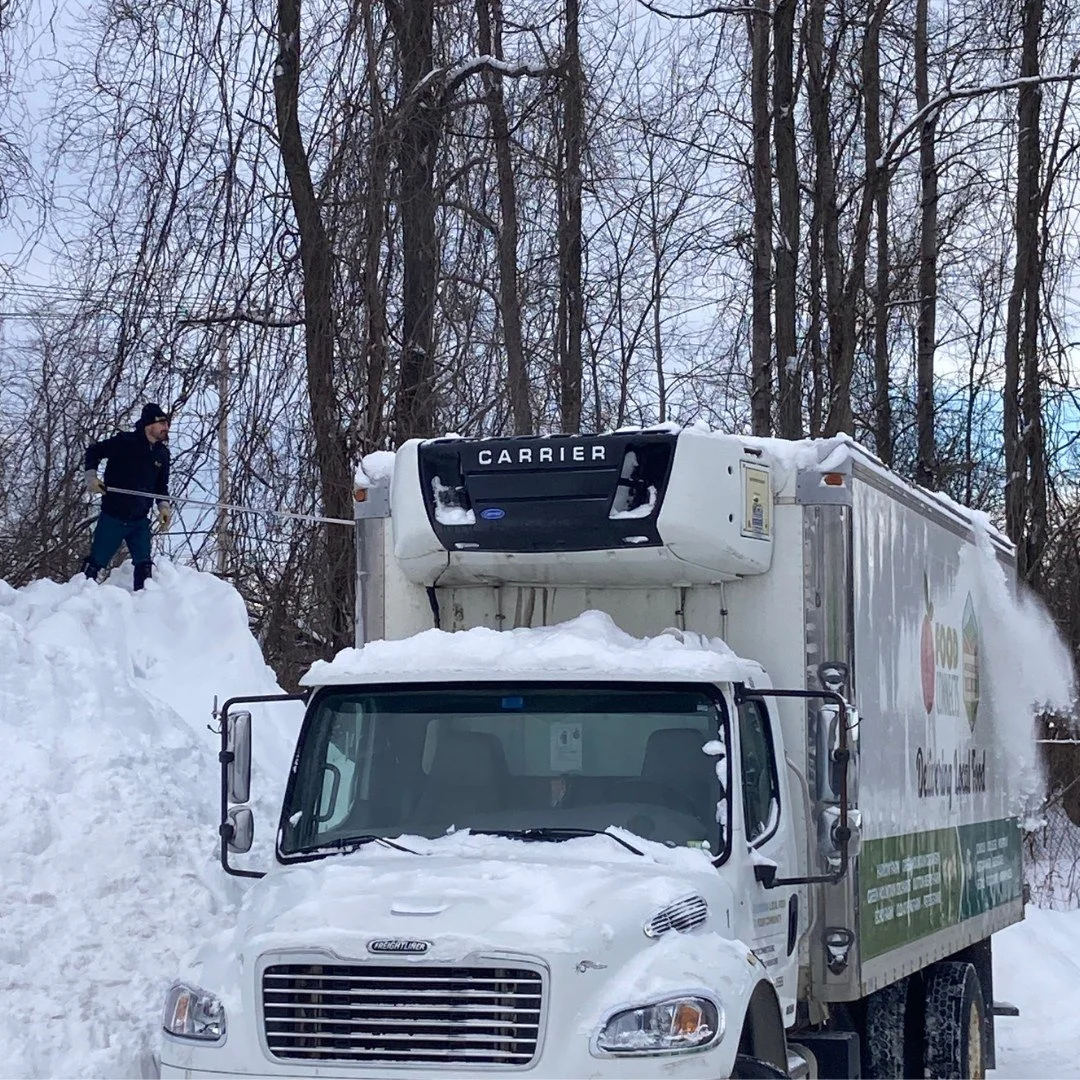 Winter Storm Fern lived up to the hype this past weekend, but @foodconnectsvtfoodhub deliveries did not miss a beat!

Nate and Nathan tackled &ldquo;Snow Mountain,&rdquo; cleared off the trucks, and got everything road-ready for runs across VT, NH, a