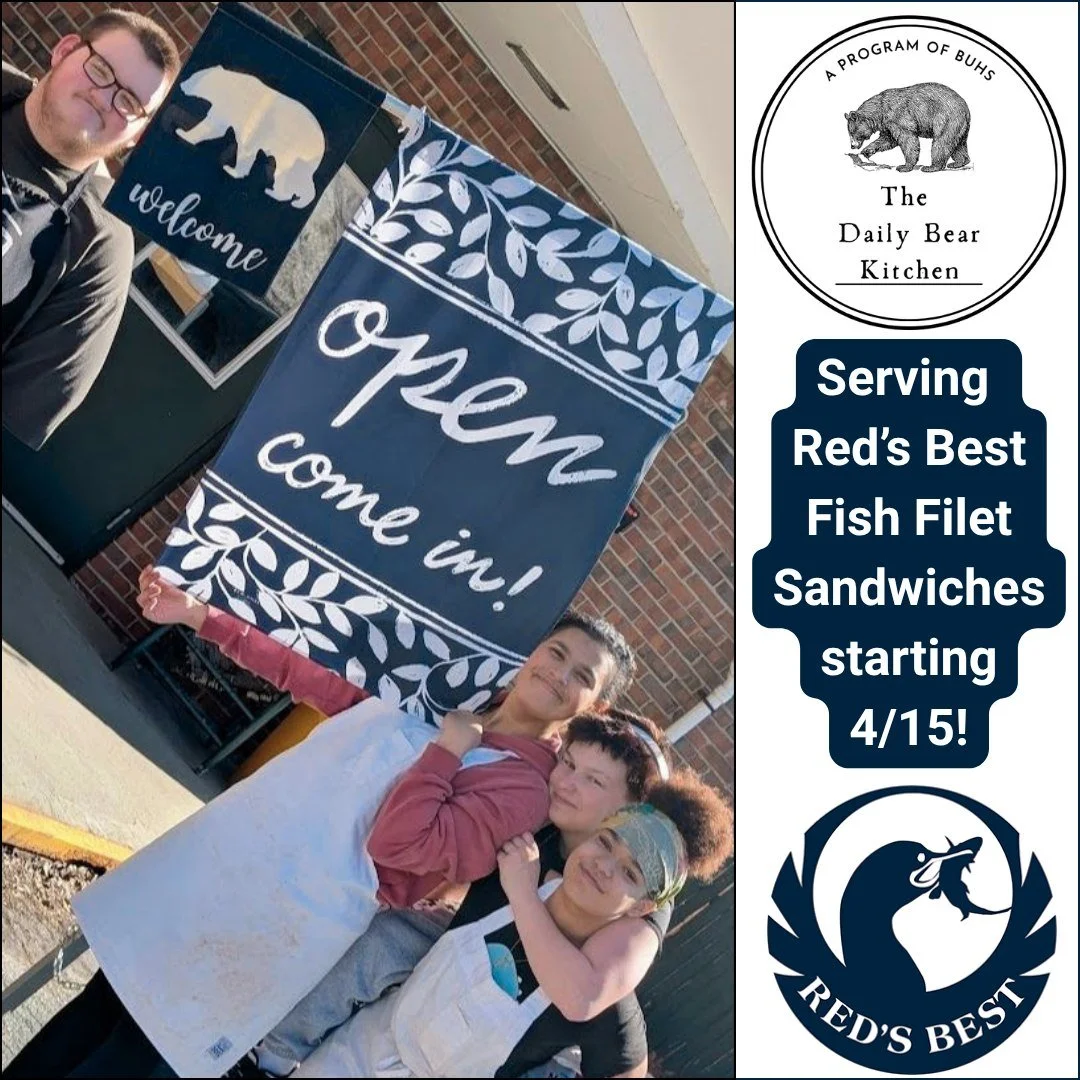 New on the menu 4/15: fish filet sandwiches at The Daily Bear Cafe!

Made with Red's Best seafood from New Bedford, MA, this sandwich is a new lunch option that also supports Brattleboro Union High School&rsquo;s CAVE program, a student-led program b