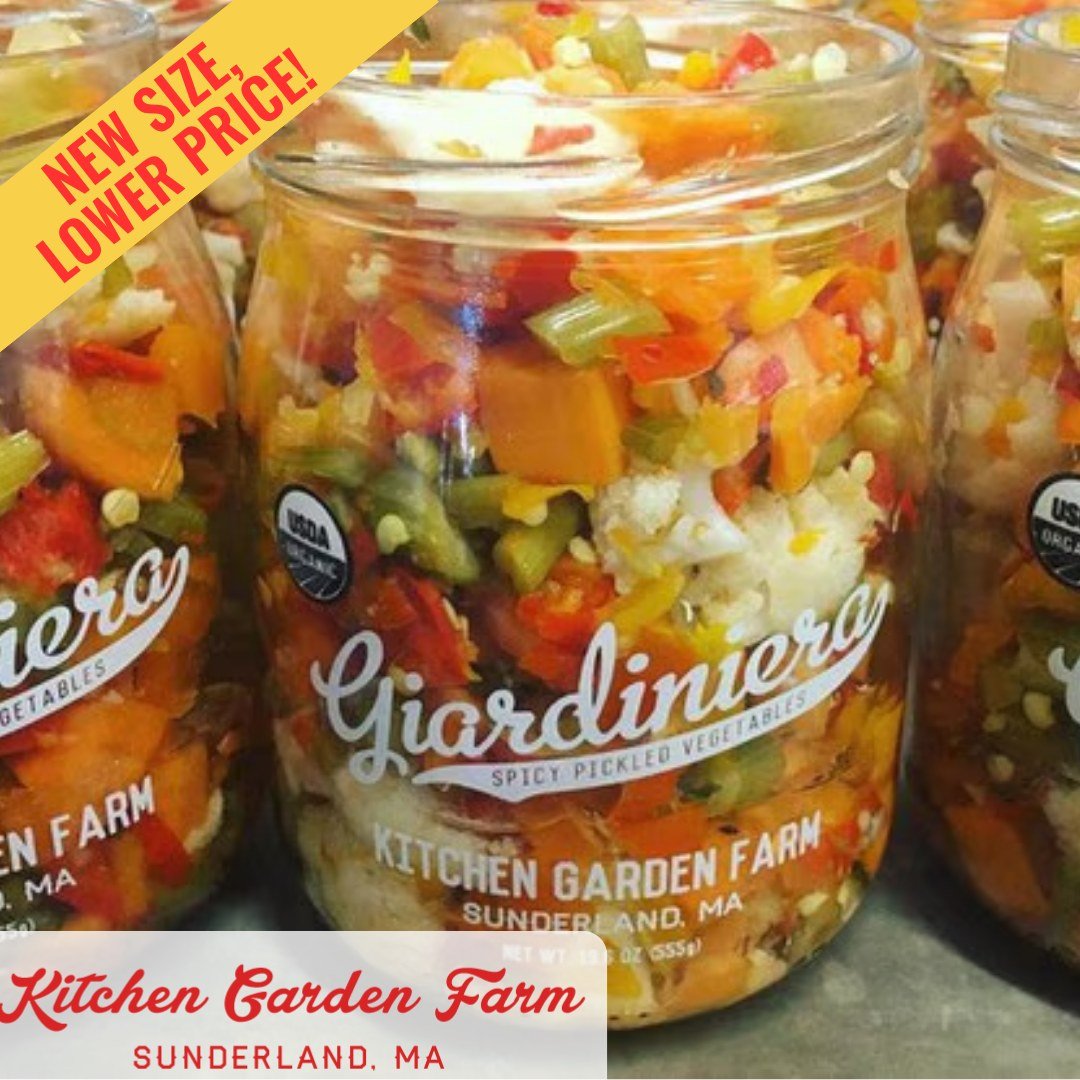 @kitchengarden.farm Giardiniera has a new pack size and a lower case price!

The jar size is now 16 oz (previously 19.6 oz), and the case price dropped from $95 to $90.49.

Kitchen Garden Farm&rsquo;s certified organic Giardiniera is a spicy mix of p