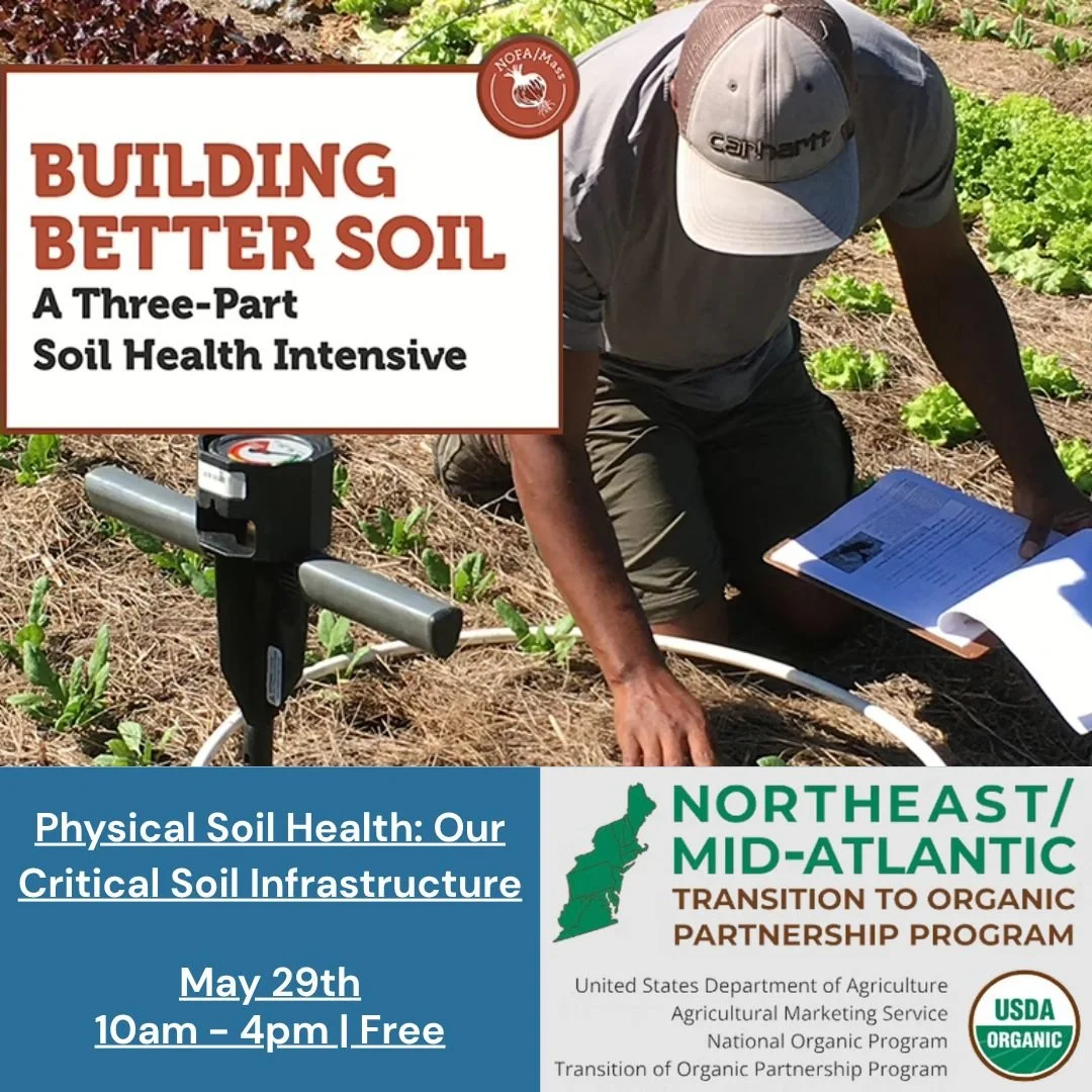 Mass farmers: want to better understand what&rsquo;s happening beneath your fields?

Join @nofamass for Physical Soil Health: Our Critical Soil Infrastructure, a free full-day TOPP workshop on May 29 from 10:00 AM to 4:00 PM at Mount Wachusett Commun