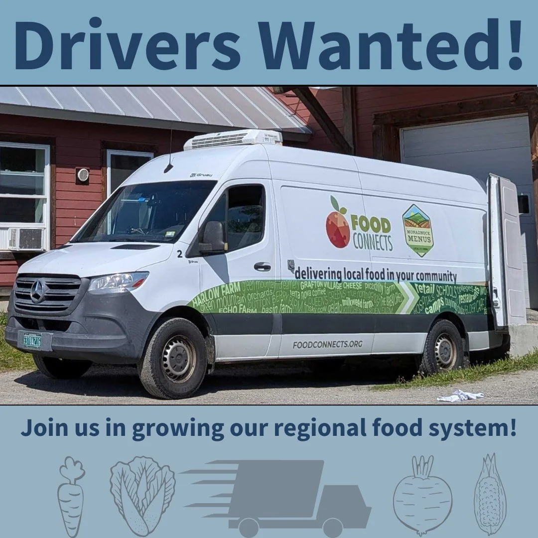 Be the public face of our community food distribution network, helping ensure safe, timely, undamaged pickup and delivery of local food from farms to customers!

We need drivers to:
- Drive delivery vans and trucks up to a 24-foot reefer box truck
- 