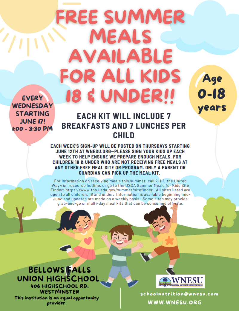 WNESU 2026 Free Summer Meal Info