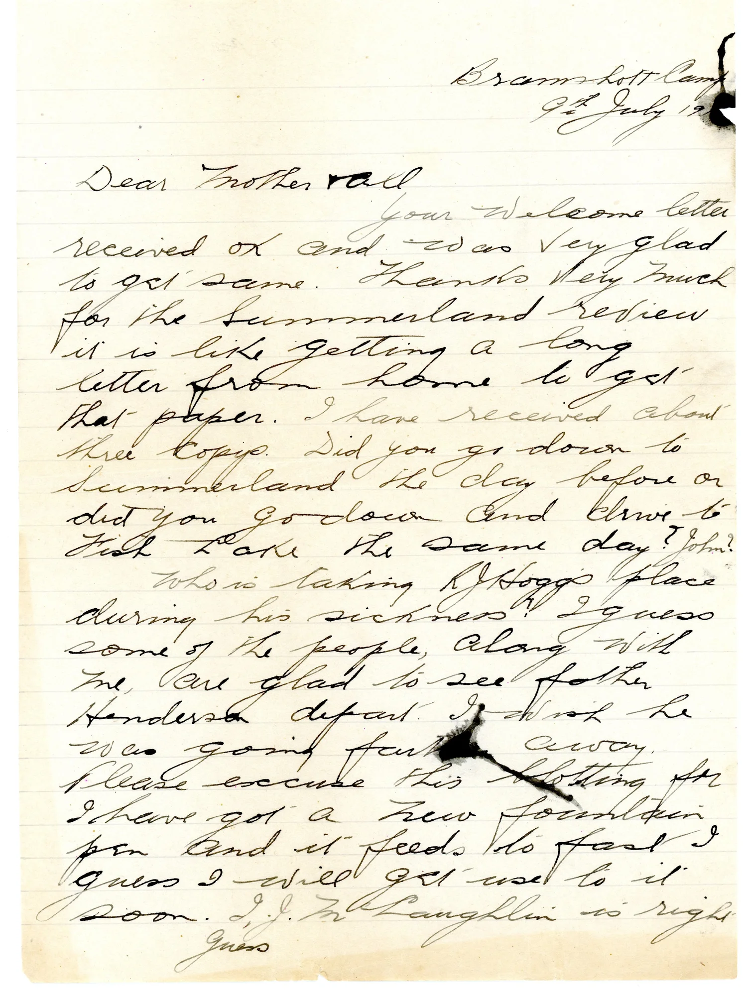 Wwi Letter Assignment WWI Letters Home — Summerland Museum and Archives