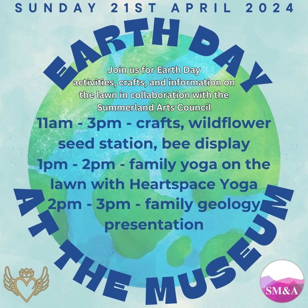 This Sunday (21st April) is Earth Day and we are celebrating our wonderful planet with lots of exciting activities at the Museum! 
We are collaborating with our neighbours, the Summerland Community Arts Council, to provide craft activities, bee displ