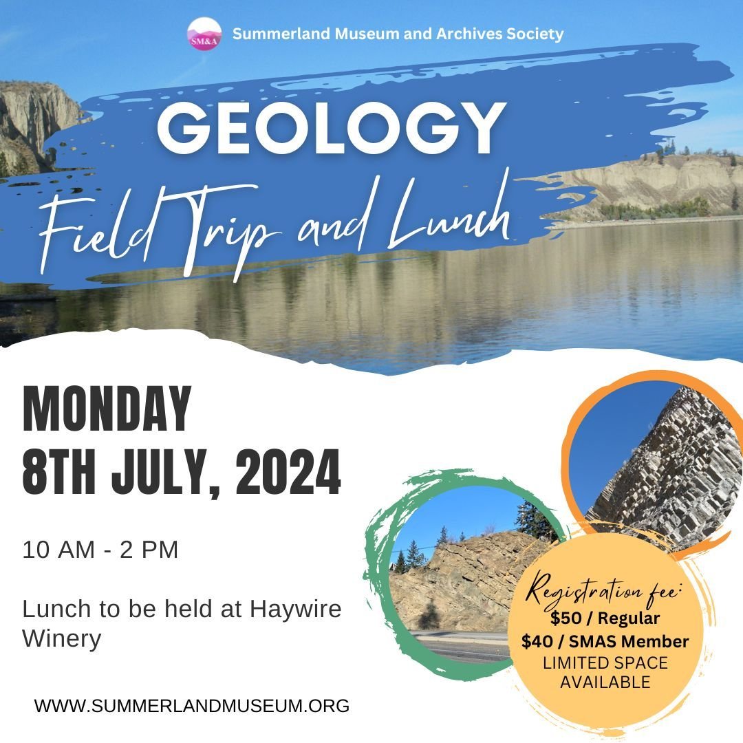 Our popular Geology Field Trip and Lunch event is back with a new date! 

Join local experts Andrew Holder and David Gregory on a tour of Summerland's natural geologic wonders, culminating in lunch and discussion at Haywire Winery.
Tickets are $50 pe