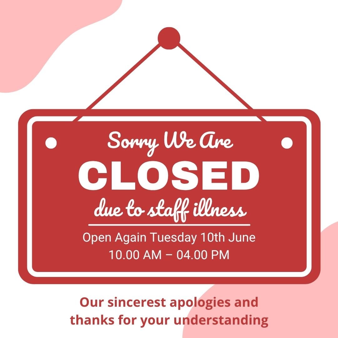 Unfortunately, we will not be open today due to staff illness. We apologise for the inconvenience.
Enjoy Action Fest this weekend, and we'll see you for normal hours (Tuesday to Saturday, 10am to 4pm) next week.