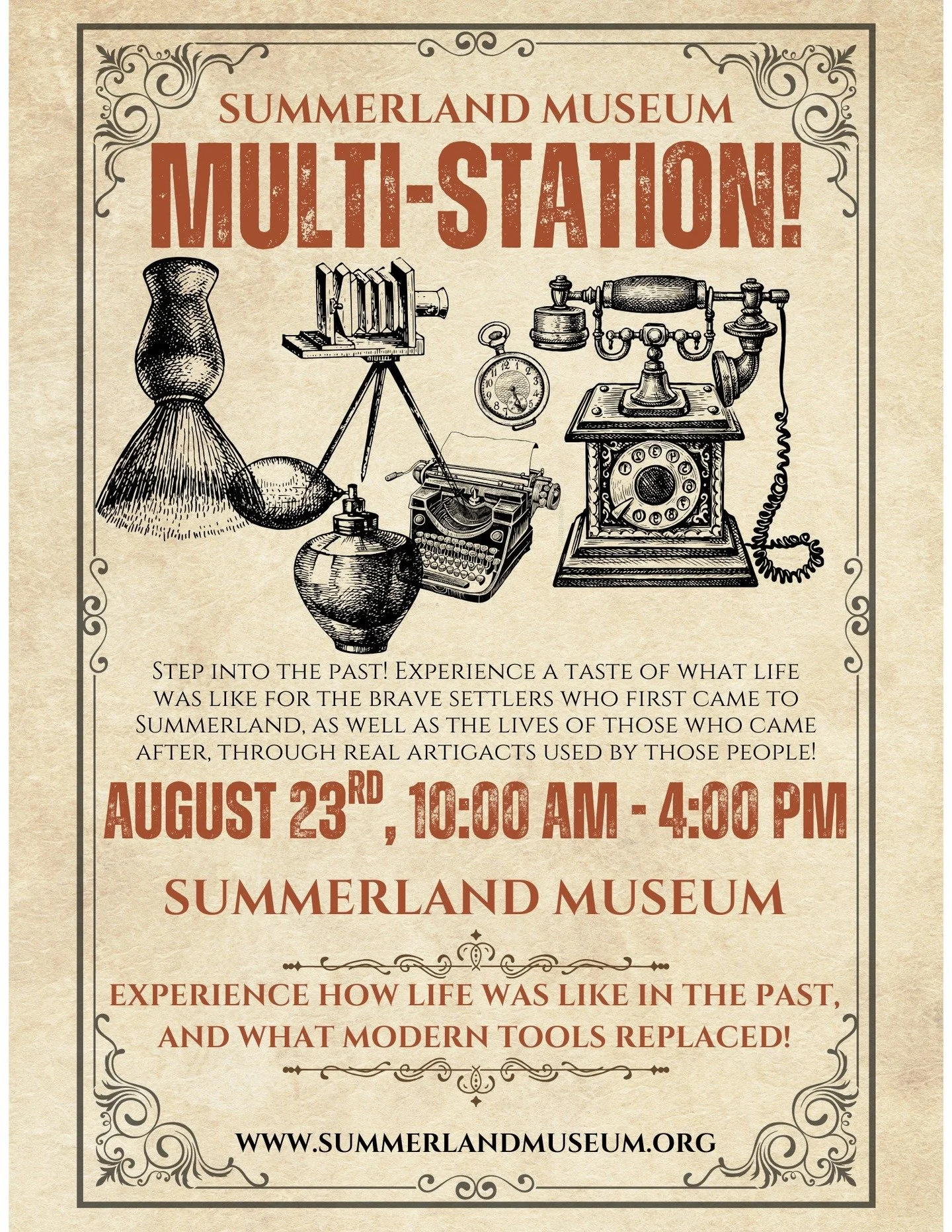 Here at the Museum we have artifacts from across Summerland's history, most of which from the 1800s over into the early 1900s, when life was very different to what we have today! This time period was right at the advent of electricity, so most things
