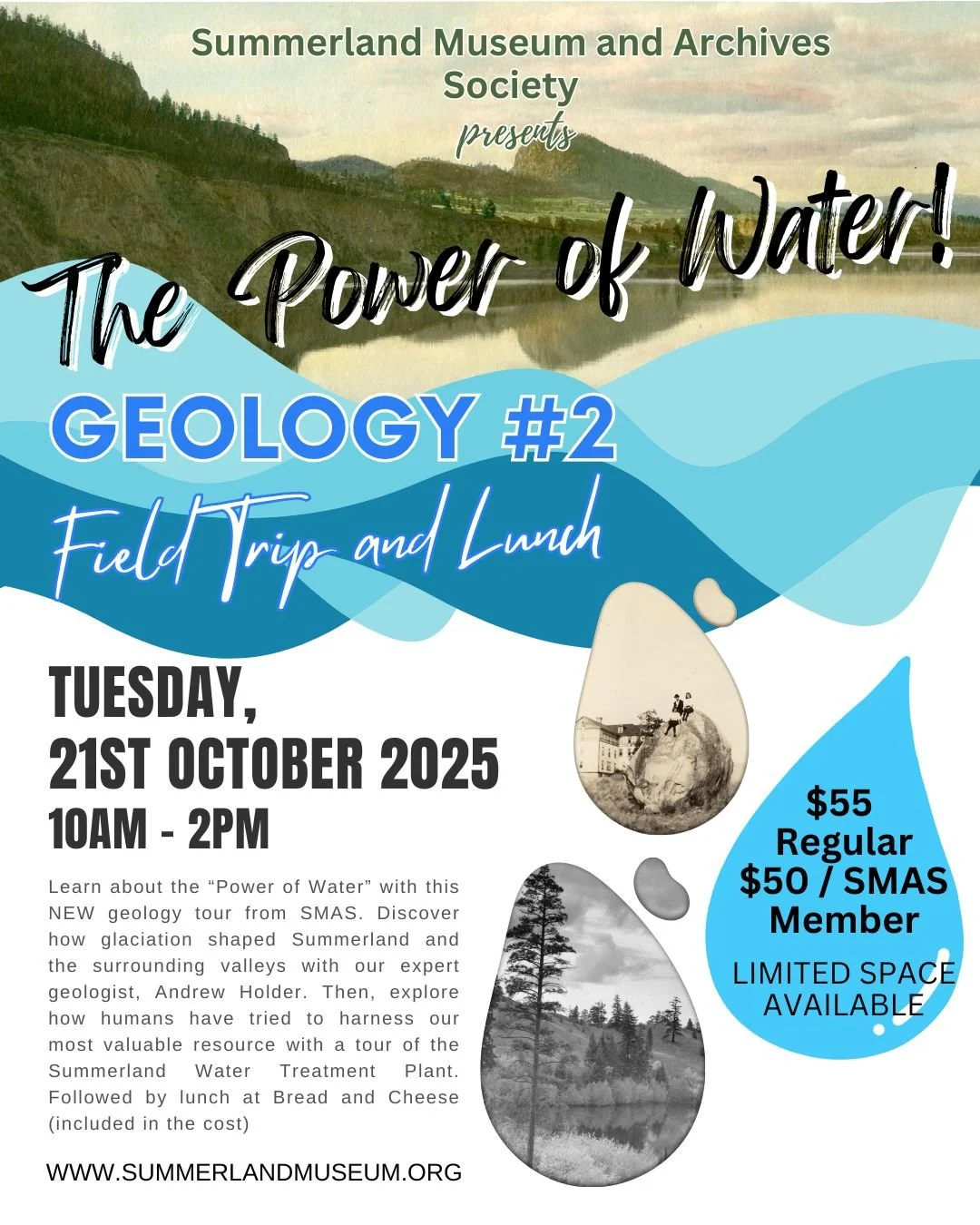 Geology Field Trip #1 on Saturday, 18th October is now SOLD OUT, but we still have some spots left on Geology Field Trip #2 - The Power of Water, on Tuesday, 21st October. Don't miss out - reserve your place on the last geology tour of 2025!