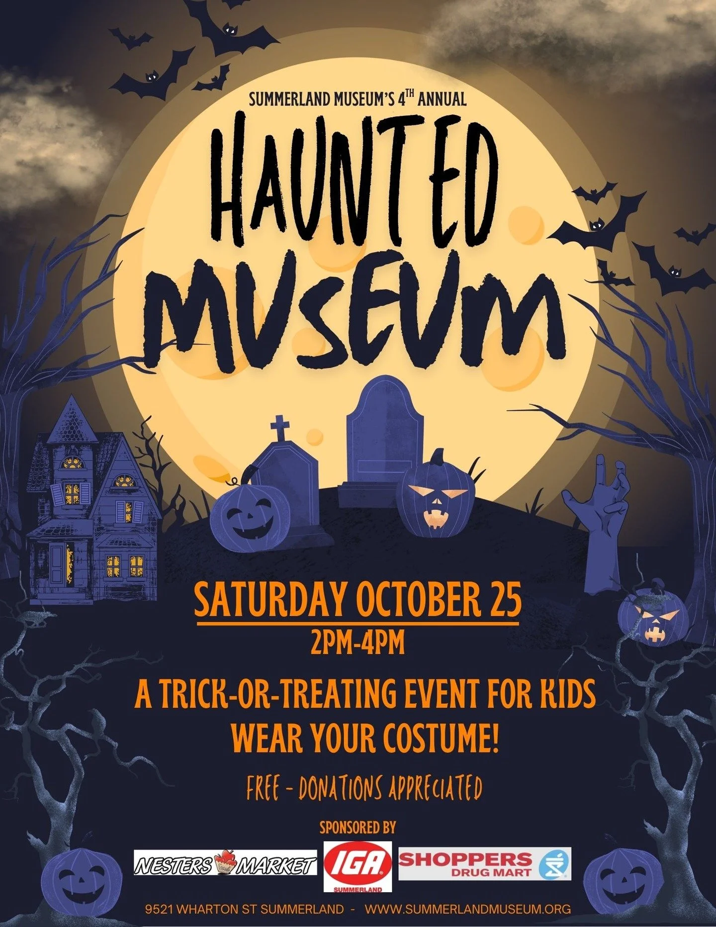 Yes, it's back... our annual Halloween Haunted Museum Trick or Treat Event! 👻

Join us on Saturday, 25th October, for our 4th annual family-friendly trick-or-treat event.
Dress up in your Halloween costume and wander through our haunted halls! Your 