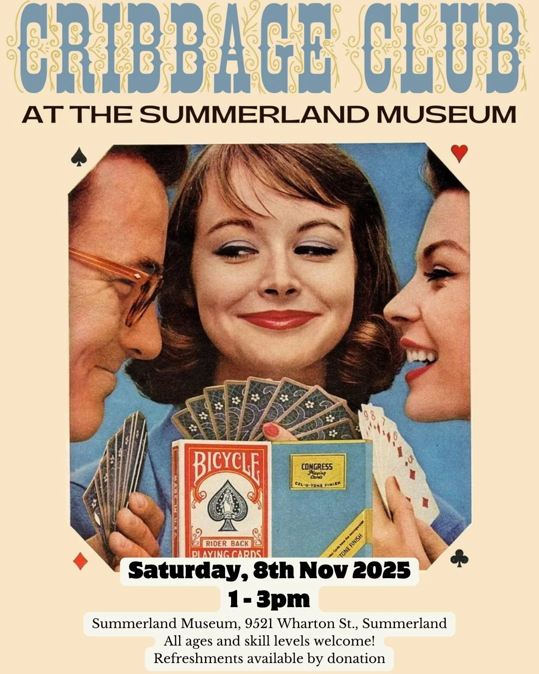 Back by popular demand.... the SMAS Crib Club!

As the nights draw in and the weather turns cold, what could be better than getting together with friends and passing the time playing games?

Crib Club returns to the museum on Saturday, 8th November, 