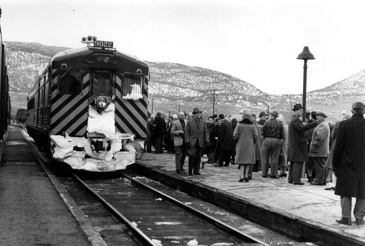 Today's Throwback Thursday takes us back to 16th January 1964 and the end of an era. Tomorrow will mark 62 years to the day that the last CPR passenger train travelled through Summerland. The photograph here captures that day, with an image of that l