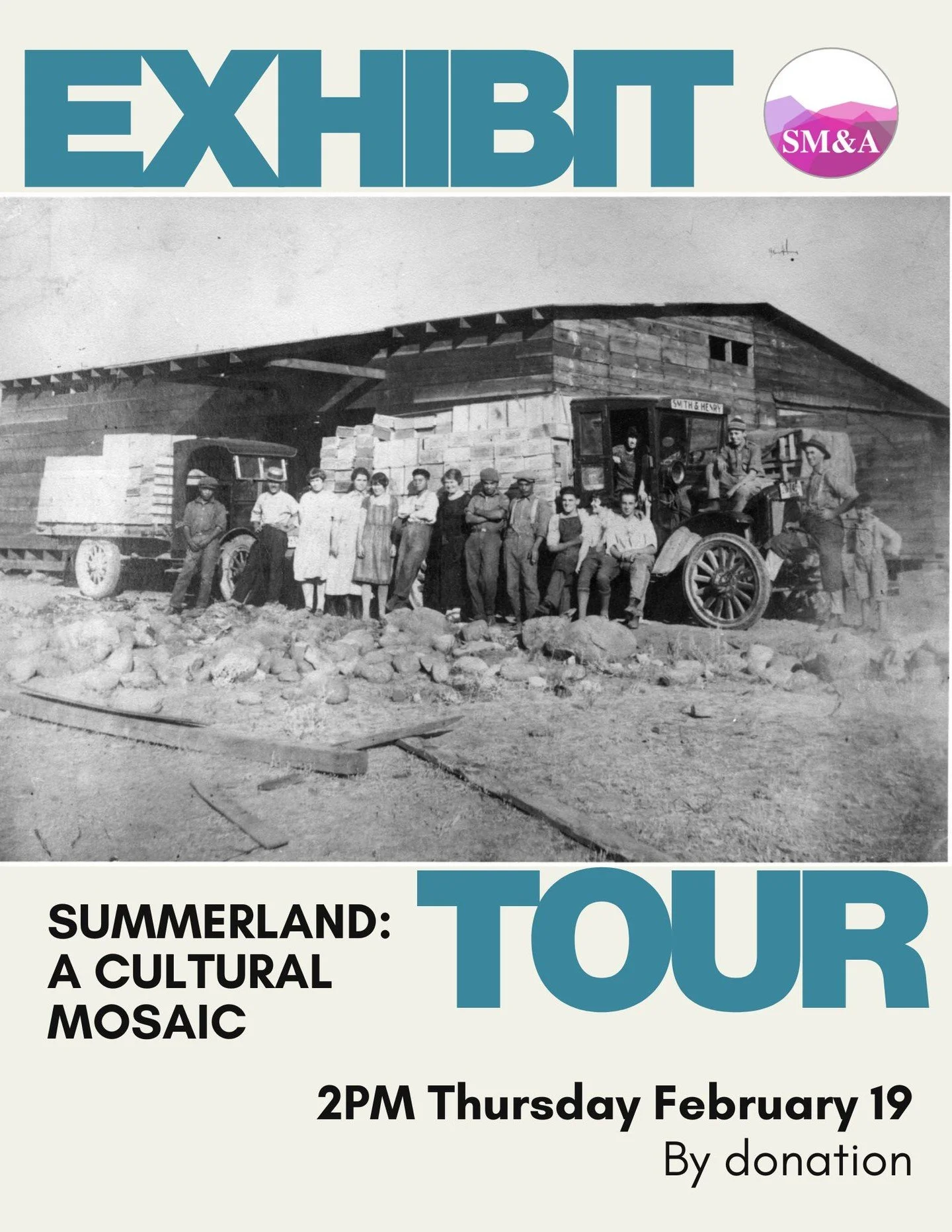 Join us for a special tour of the Summerland Museum&rsquo;s permanent exhibits on the theme of &ldquo;Summerland: A Cultural Mosaic&rdquo;.

Who are we? Why when, and how did we come here? During this tour, participants will learn about some of the d