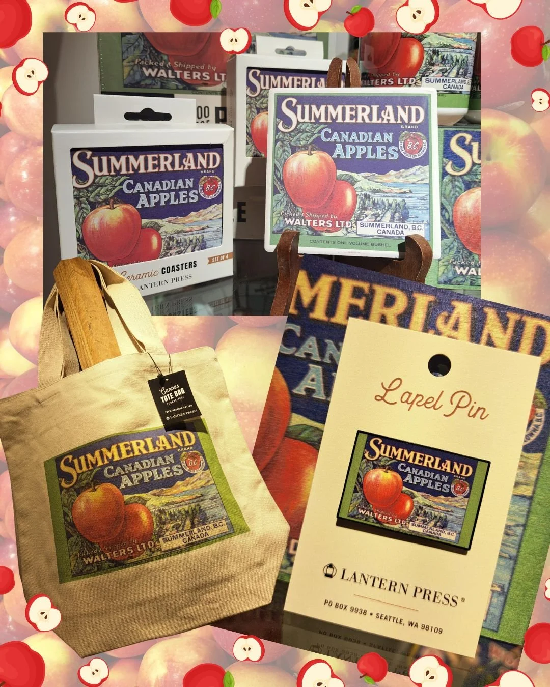 Good news... our Summerland tote bags and coasters are back in stock! We know several of you have been patiently awaiting their return, and the wait is finally over!
We are also very excited to reveal our NEW Summerland lapel pins!
Swing by our Museu