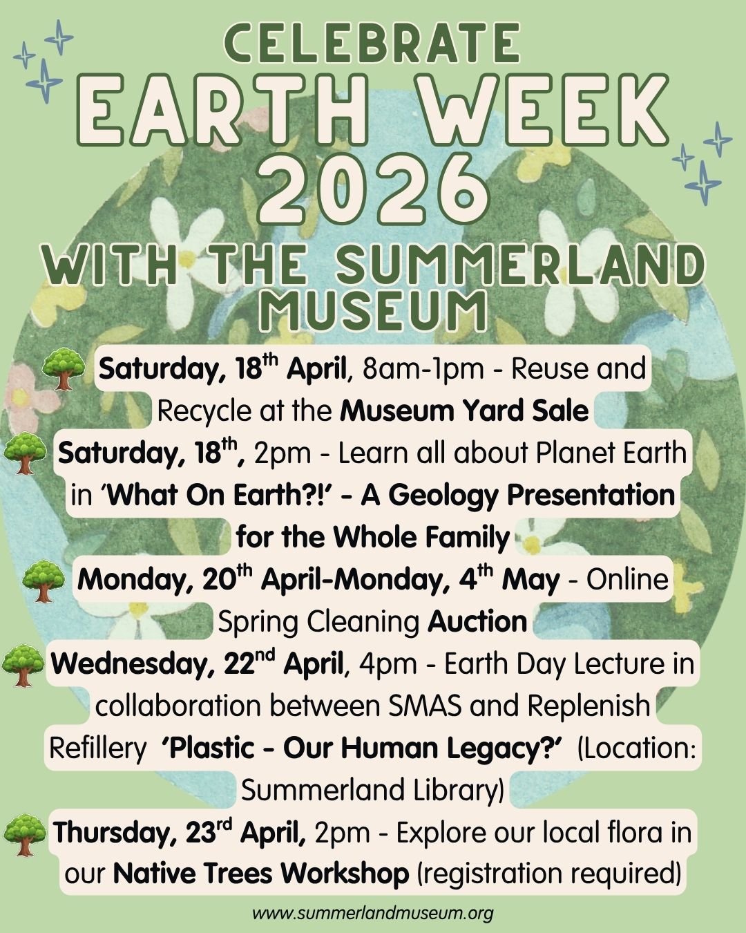 Earth Week starts next Saturday, and we have a whole series of events planned in celebration! 🌳
Here is a quick rundown of everything taking place at the Museum for Earth Week. Please visit our website for more information and registration details f