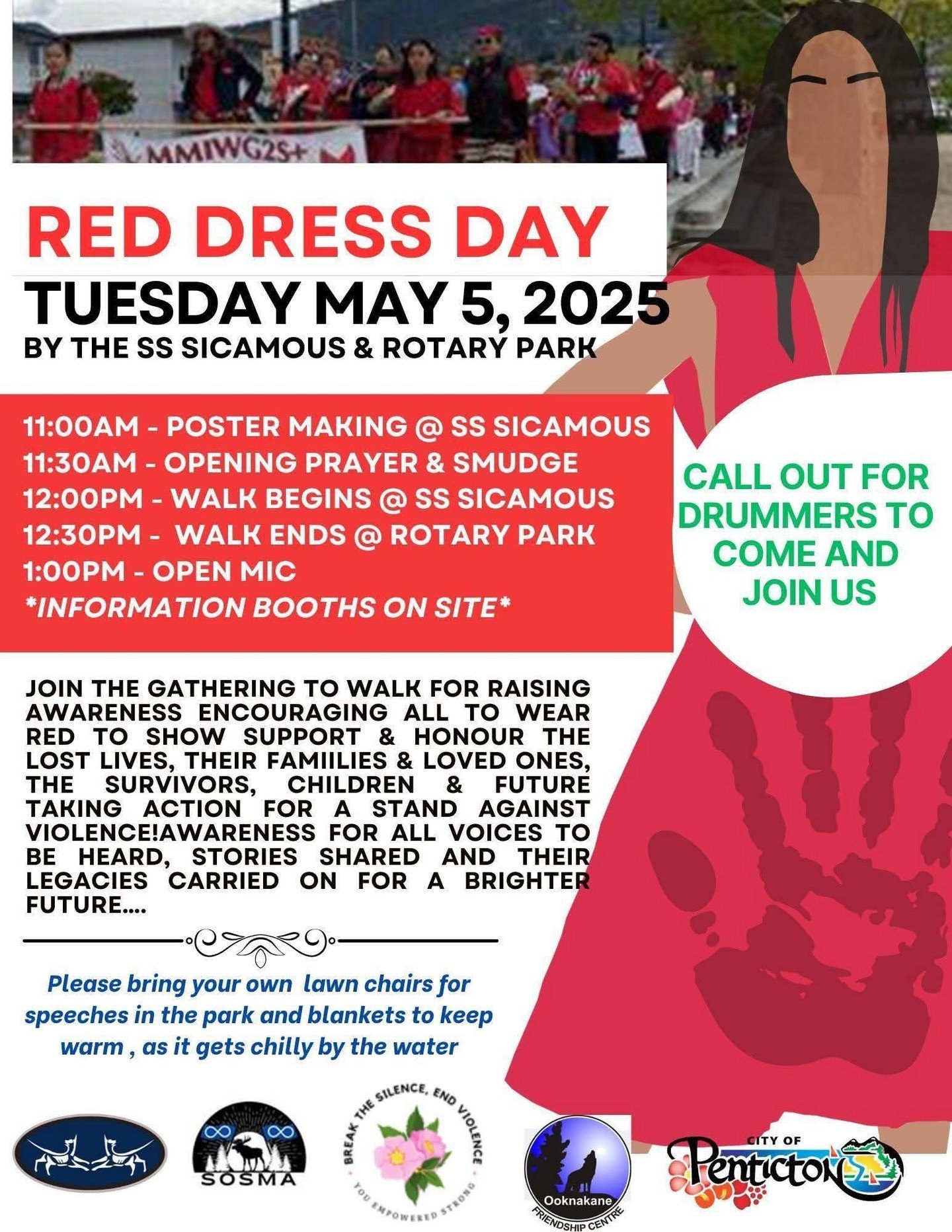 Today (May 5th) is Red Dress Day, a national day of awareness, remembrance, and activism for Missing and Murdered Indigenous Women, Girls, and 2SLGBTQIA+ People. It is a day when people gather for rallies and ceremony across the country to honour the