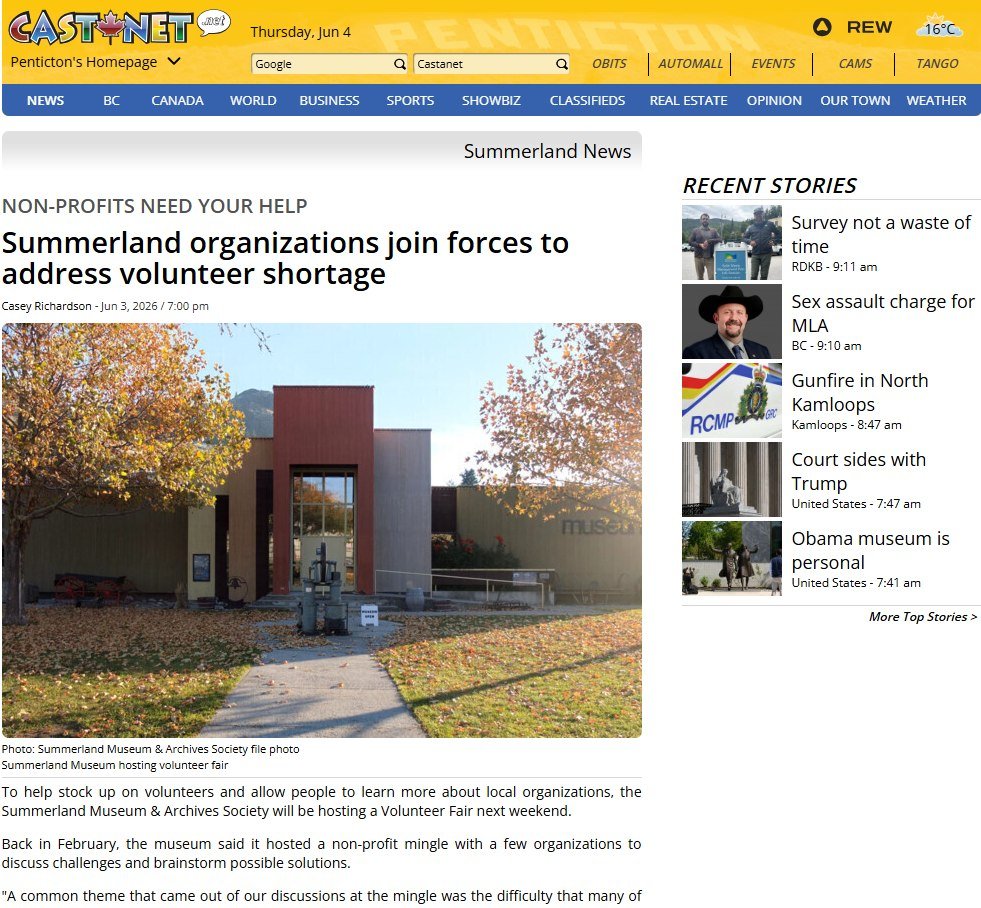 Thanks to Castanet for a great article about this Saturday's Community Volunteer Fair! 
We hope to see you all there!