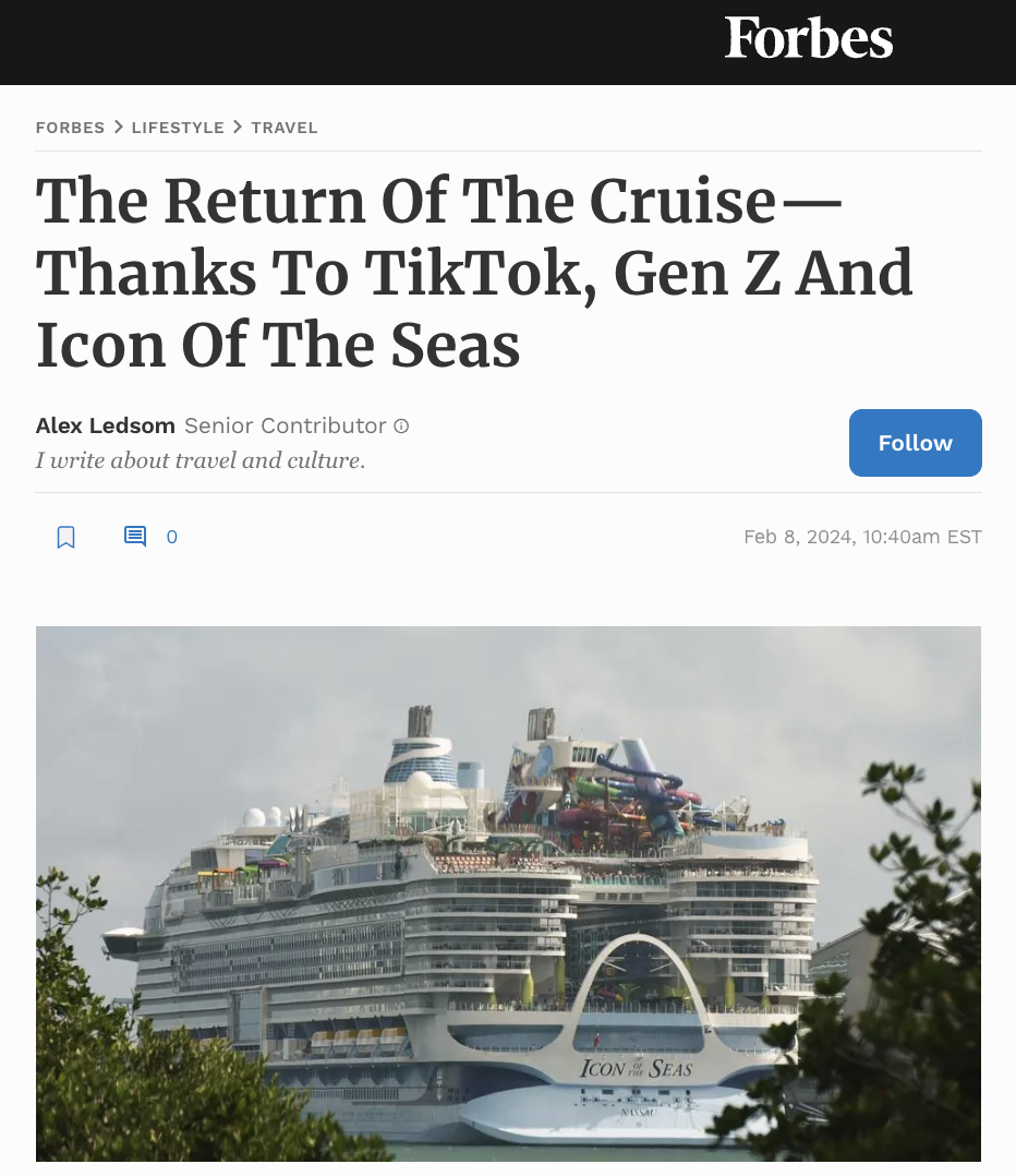 The Return Of The Cruise—Thanks To TikTok, Gen Z And Icon Of The Seas