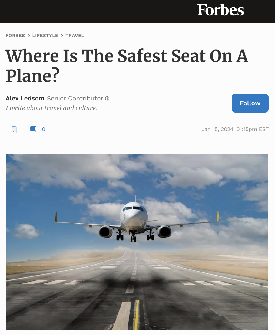 Where Is The Safest Seat On A Plane?
