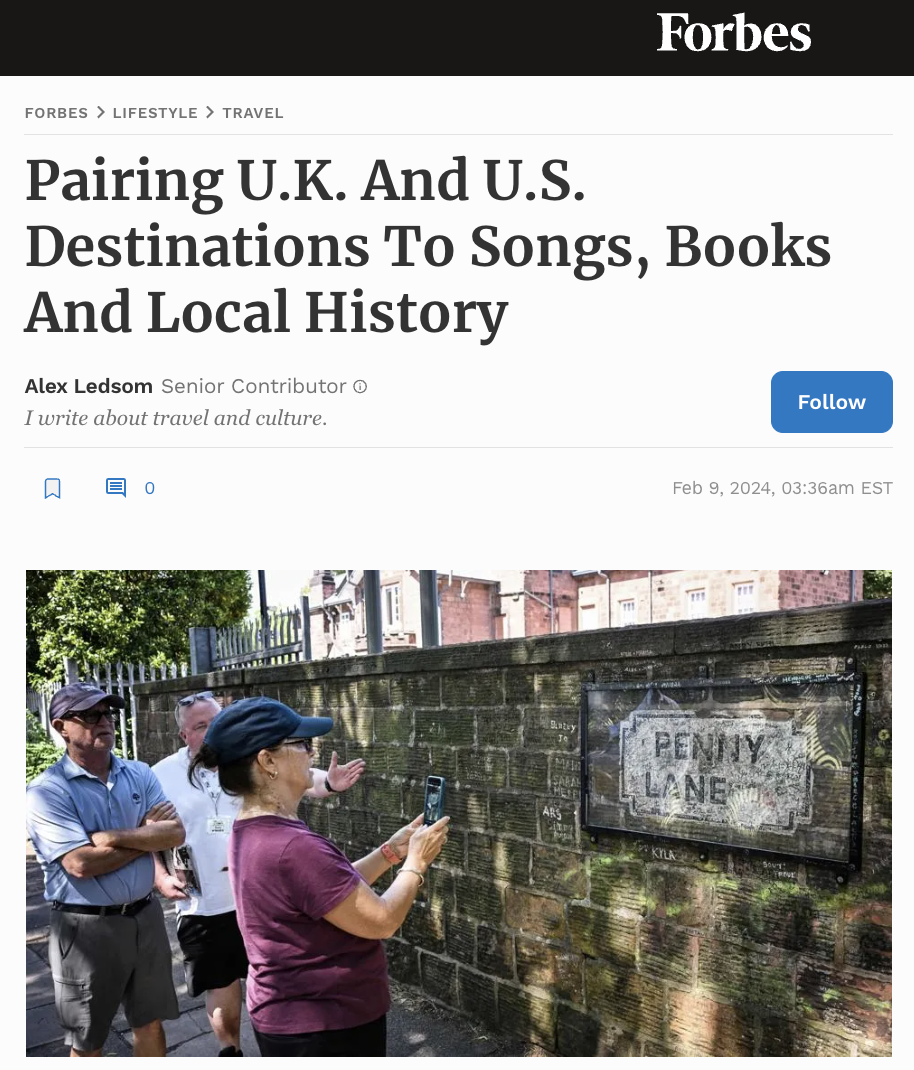 Pairing U.K. And U.S. Destinations To Songs, Books And Local History