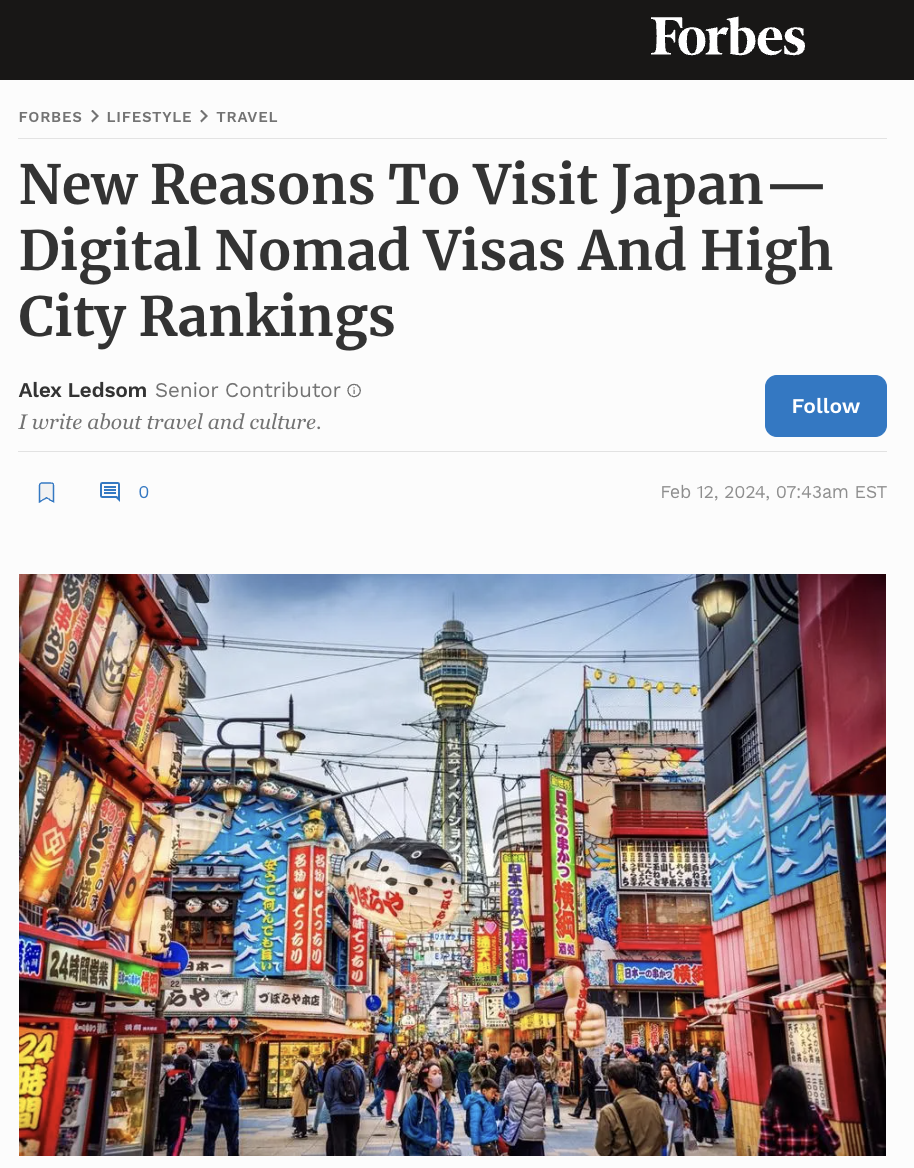 New Reasons To Visit Japan—Digital Nomad Visas And High City Rankings