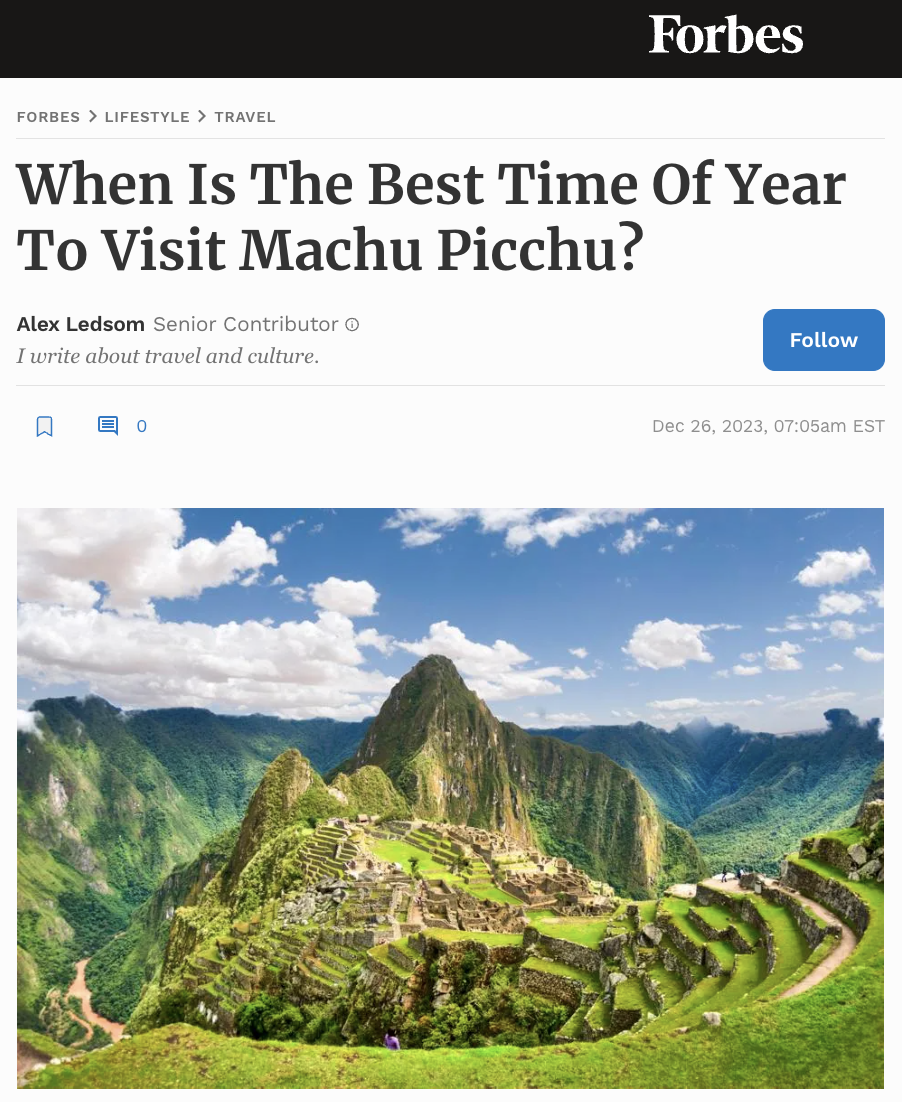 When Is The Best Time Of Year To Visit Machu Picchu?