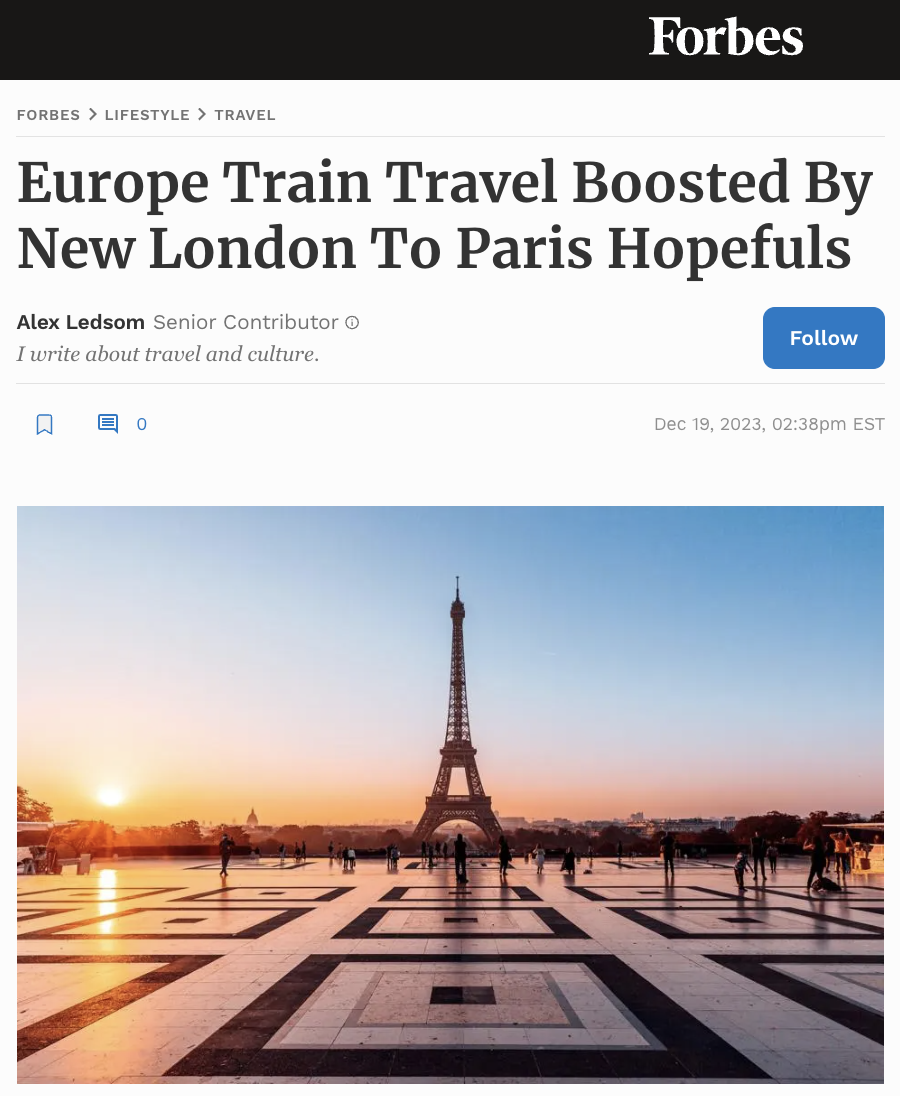 Europe Train Travel Boosted By New London To Paris Hopefuls