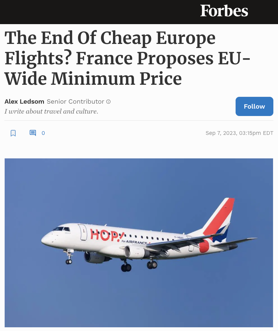 The End Of Cheap Europe Flights? France Proposes EU-Wide Minimum Price