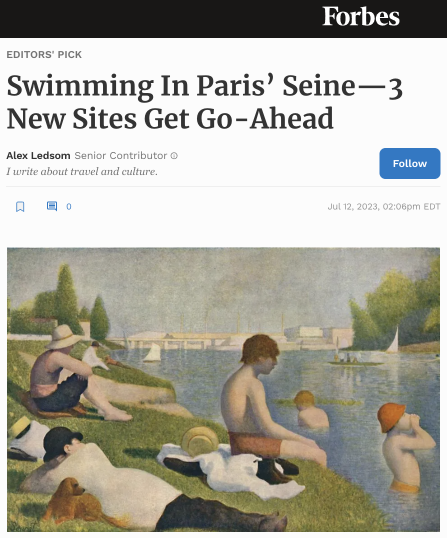 Swimming In Paris’ Seine—3 New Sites Get Go-Ahead