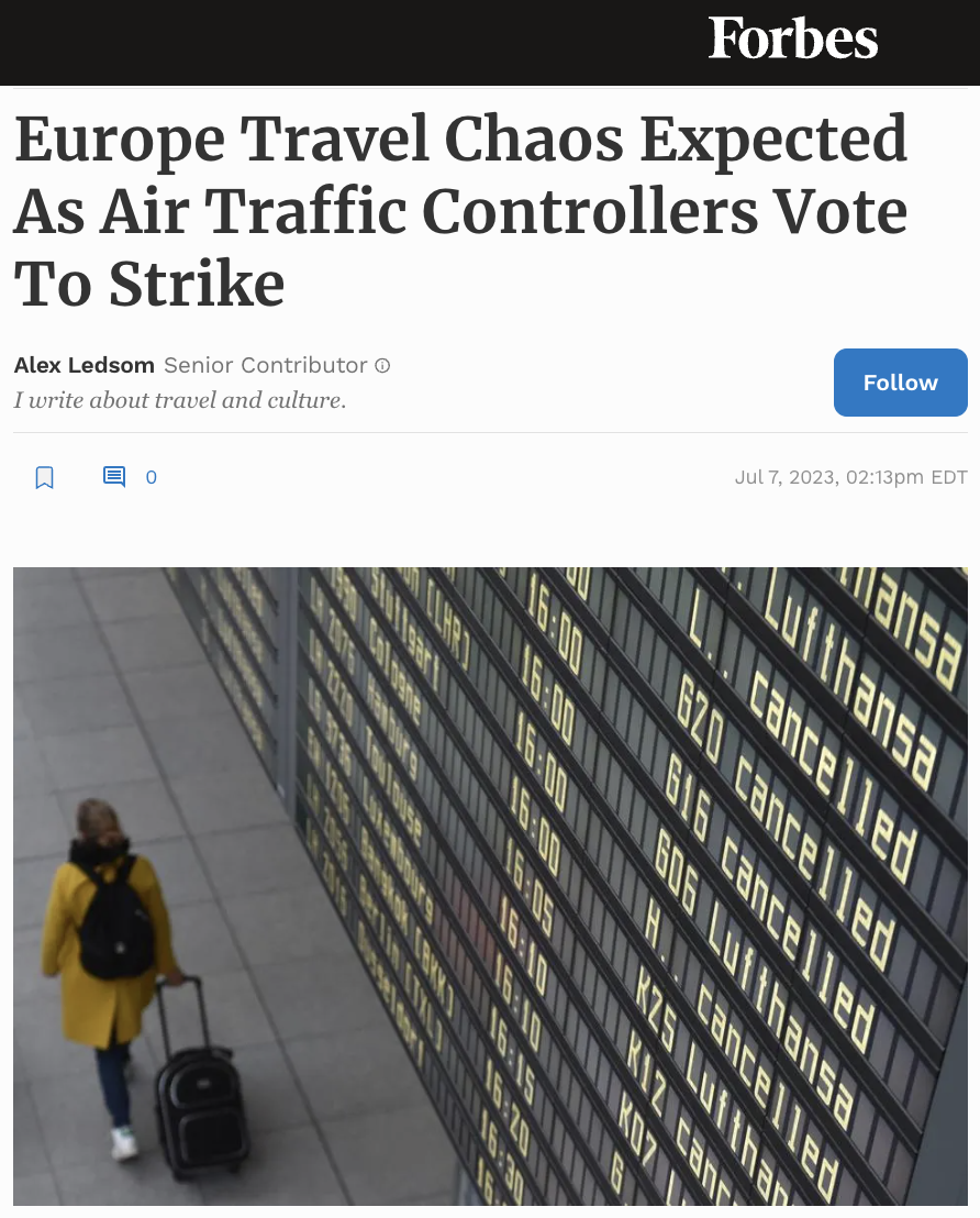 Europe Travel Chaos Expected As Air Traffic Controllers Vote To Strike