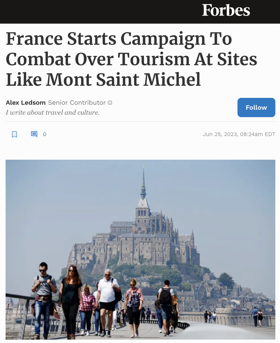 France Starts Campaign To Combat Over Tourism At Sites Like Mont Saint Michel